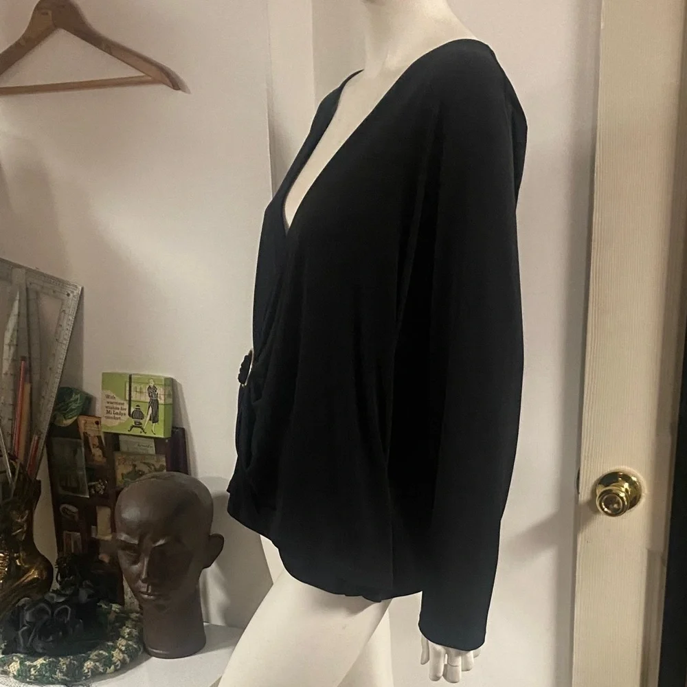 Michael Kors Black V-Neck Women Top